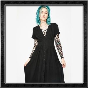 Black Button Down Midi Dress